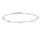 Sterling Silver Bracelet with 5 Pearls - 7.25"